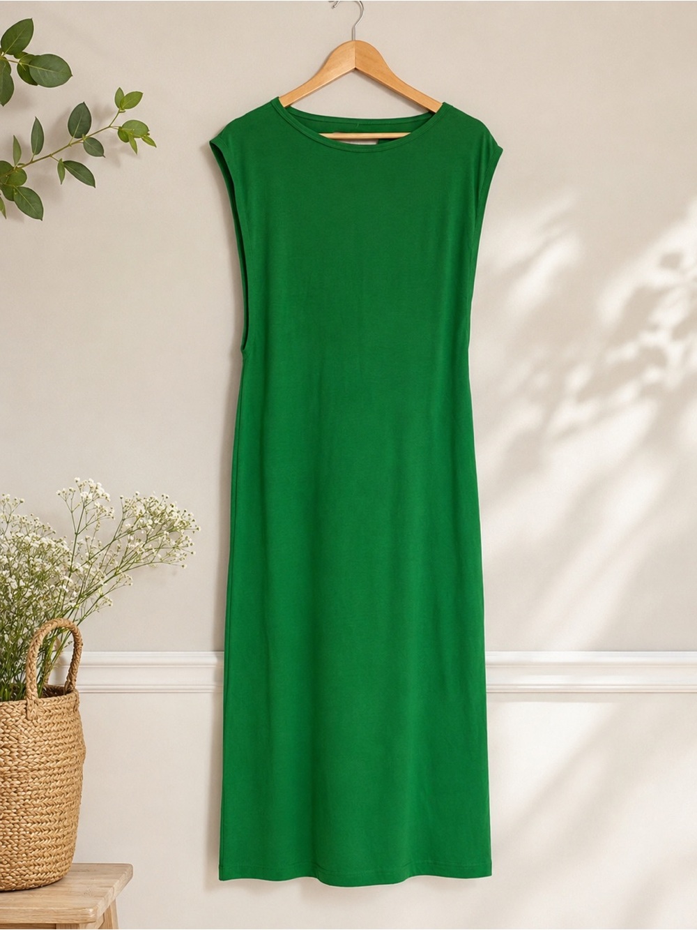 Free People Emerald Green Sleeveless Maxi Dress with Slit